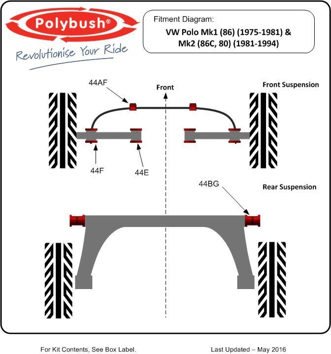 Polybush Vehicle Bush Set for VW Volkswagen Polo Mk1 & 2, 1975-1994: Kit145 - Image 2 of 2