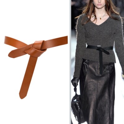 Women's Real Leather Waist Belt Wrap Around Self Tie Obi Cinch Waistband Boho