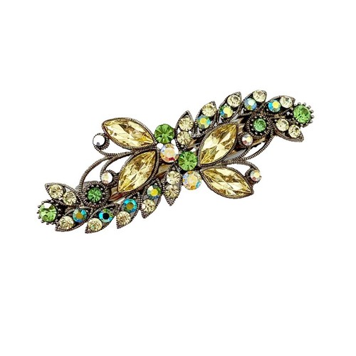 2Pcs Butterfly Hair Clips Boho Big Pearl Green 3D Moving  display picture 2