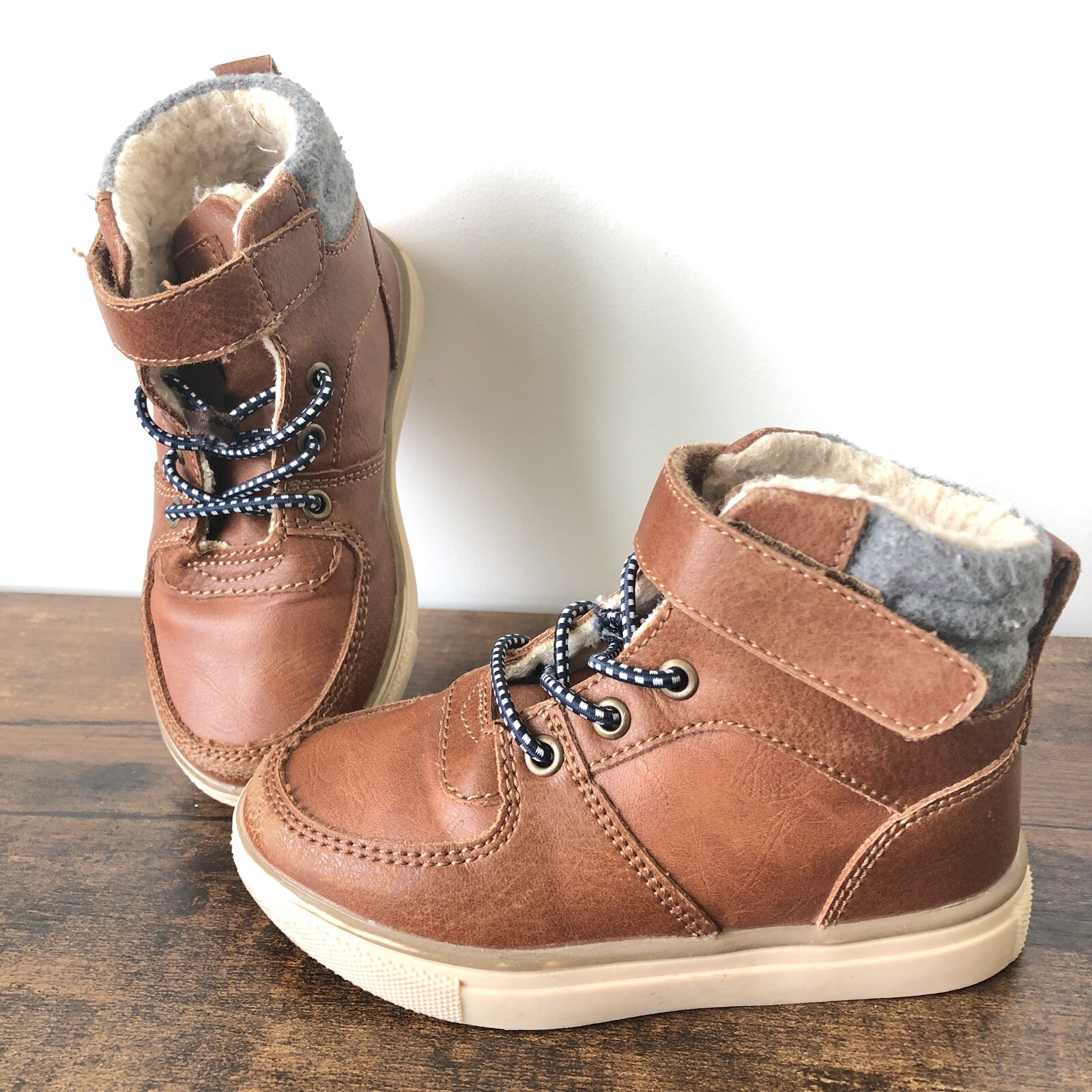 NORDSTROM RACK Kids' Jad Cozy Faux Shearling Lined High Top Sneaker Brown SZ 7D