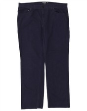 CHAPS Mens Straight Casual Trousers W38 L32 Navy Blue Cotton BW25