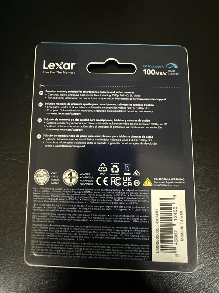 Lexar 32GB (2-Pack) High-Performance 633x micro SD Card w/ 32GB, Brand New! - Image 2 of 2