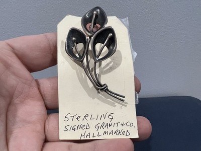 Vintage Sterling Silver Brooch Pin Signed Granit & Co. Hallmarked 6 Grams (AE)