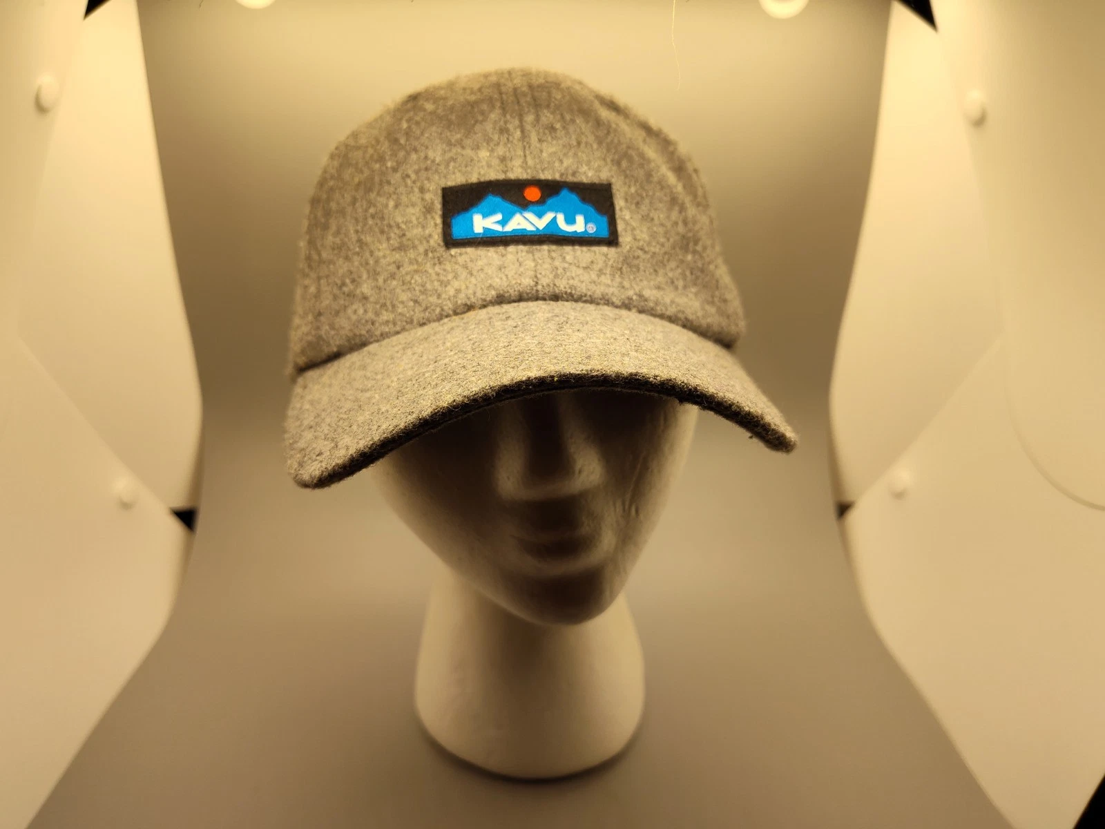 Kavu Wool Blend Strapback Adjustable Hat Gray Logo Hiking Outdoors OSFM