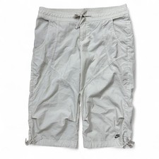 Y2K Nike Beige Capri Track Pants Drawstring Pockets Lightweight Women s Medium