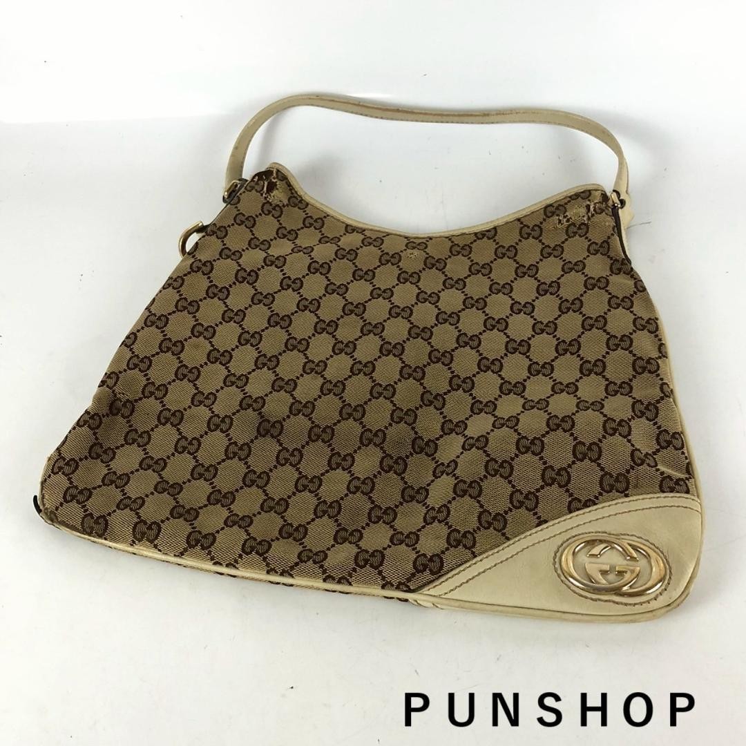 GUCCI GG Interlocking Sherry Shoulder Bag Brown Canvas Authentic F07181561