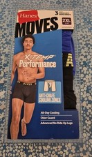 Hanes Moves Mens 3 XTemp Performance Stretch Boxers Cooling Briefs 2XL 44-46 NEW