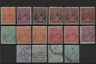 1918 23 KGV Heads Mainly Mint Collection SG 56 66 Inc Shades Cat £240