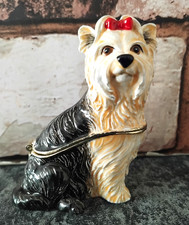 Juliana Treasured Trinkets Yorkshire Terrier Dog Painted Enamel Box Magnetic Lid