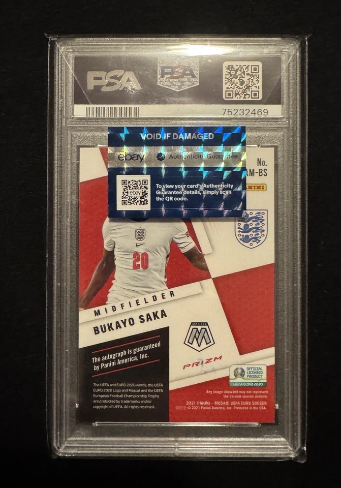 2020 Panini Mosaic UEFA Euro Bukayo Saka Circles Autograph England PSA 10 Gem Mt - Image 2 of 2