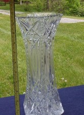 AMERICAN BRILLIAN CLEAR CUT GLASS  10 1/2"  TALL FLORAL VASE