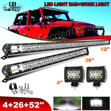 52 Inch Led Light Bar 26 4 Pods Combo Kit For Jeep Wrangler Jk Tj Yj Cj