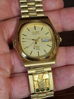 Vintage Mens Seiko SQ 100 Oval Dial Gold Tone 8123-5030 Oval W/ Custom Band