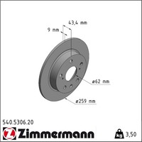 2X Zimmermann 540.5306.20 Bremsscheibe