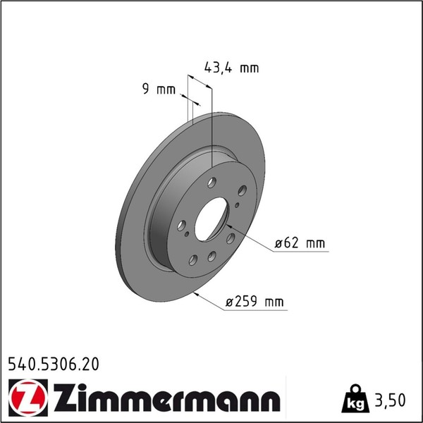 2X Zimmermann 540.5306.20 Bremsscheibe-image