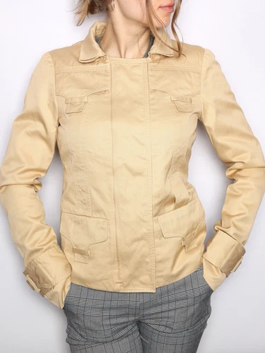 Giacca Gucci Tom Ford epoca 2004 zip leggera cotone beige tasca