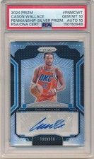CASON WALLACE 2024/25 PRIZM RC PENMANSHIP SILVER AUTOGRAPH SP PSA 10 GEM 10 AUTO