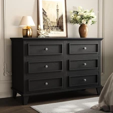 6-Drawer Dresser Sturdy Storage Organizer Tower Dresser with Metal Handles