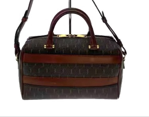 YSL Saint Laurent Monogram Handbag Shoulder Bag Brown Leather 2way Women's