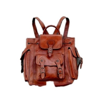 Vintage DEL MONTE Old Leather Backpack Rucksack large Made in Florence Italy