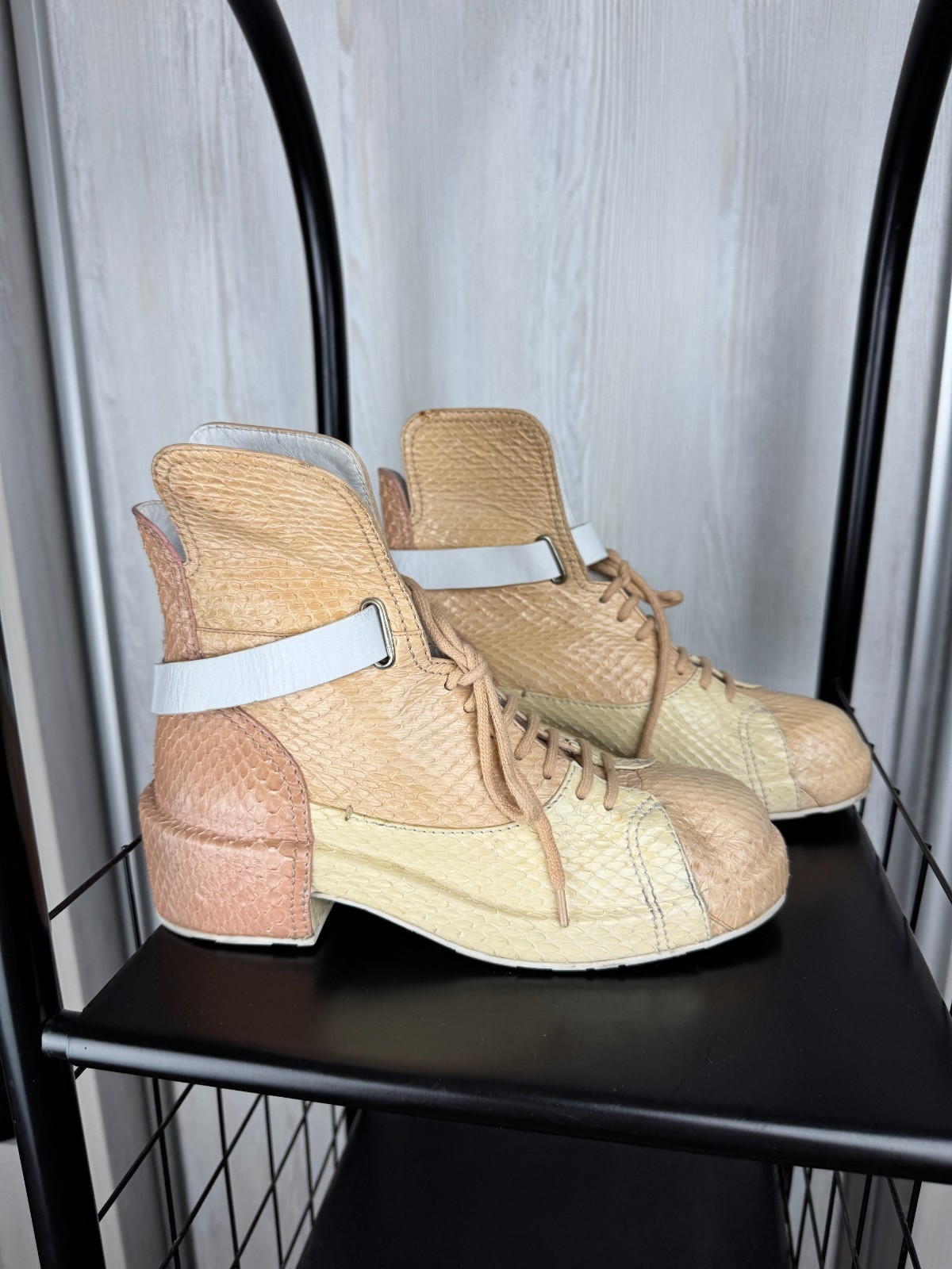 Jil Sander colour blocked snake python style leat… - image 4