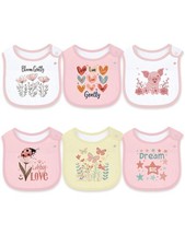 6 Pack Cotton Baby Bibs for Girls Boys with Waterproof layer for Drooling Eat...