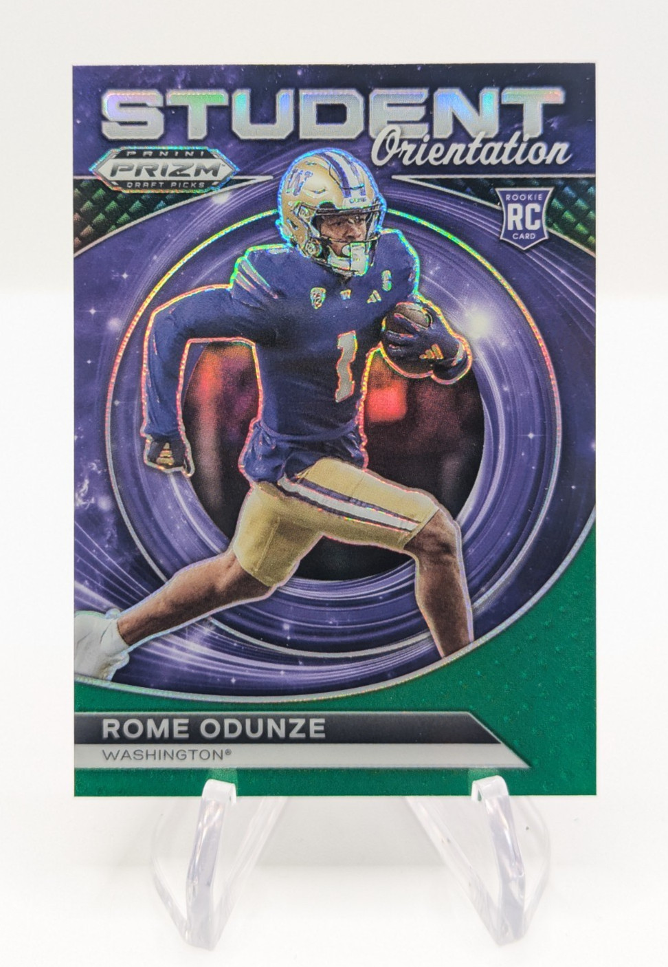 2024 Panini Prizm Draft Picks Student Orientation Green Rome Odunze Rookie RC