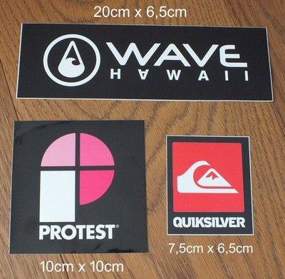 3 Sticker Decal Protest Quiksilver Hawaii Surf Surfing Windsurf Kiteboard