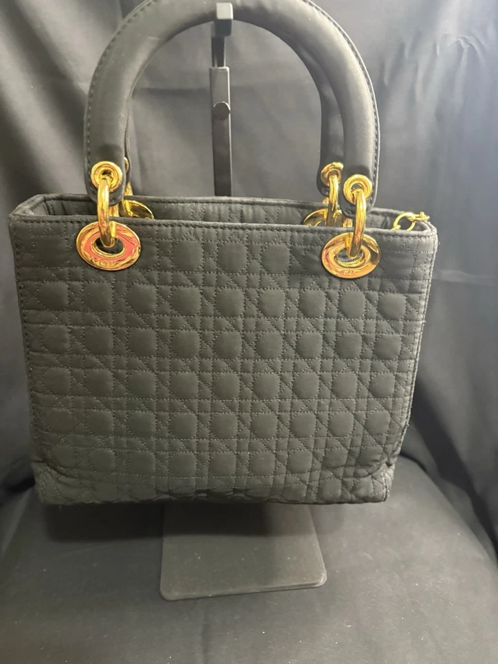 Bolso CHRISTIAN DIOR Negro CANNAGE Acolchado Lona Mini LADY DIOR Foto 4 de 4