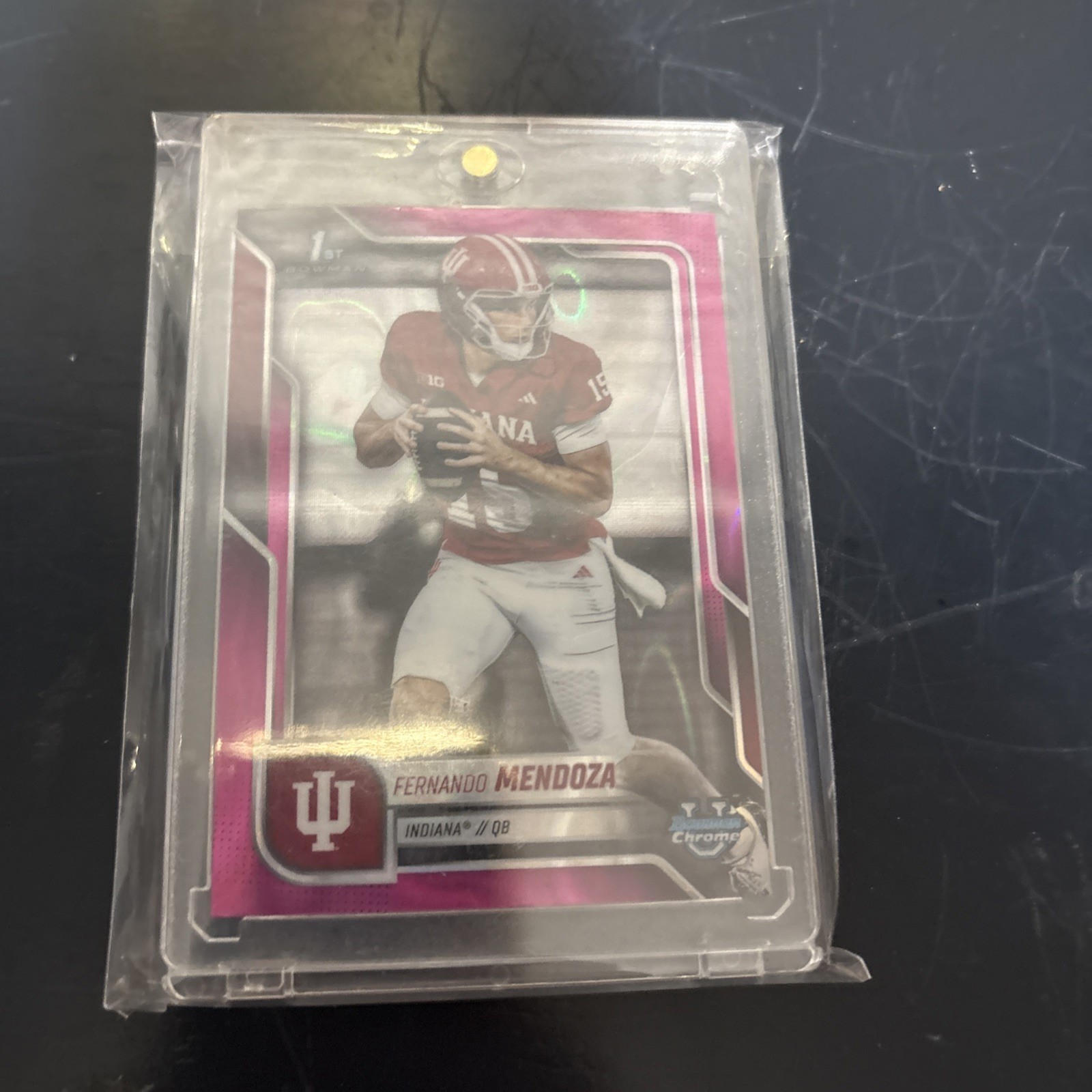 2025 Bowman U Chrome Pink Lava Refractor Fernando Mendoza 1st Bowman Indiana QB