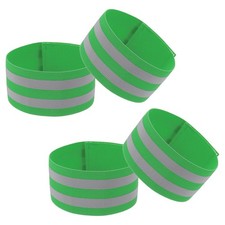 4 Pack Reflective Band for Wrist Arm Ankle Leg 13.8x1.9Inch, Dark Green