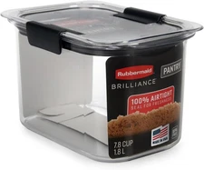 Rubbermaid Brilliance Pantry Airtight Food Storage Container, 7.8 Cup, Gray 