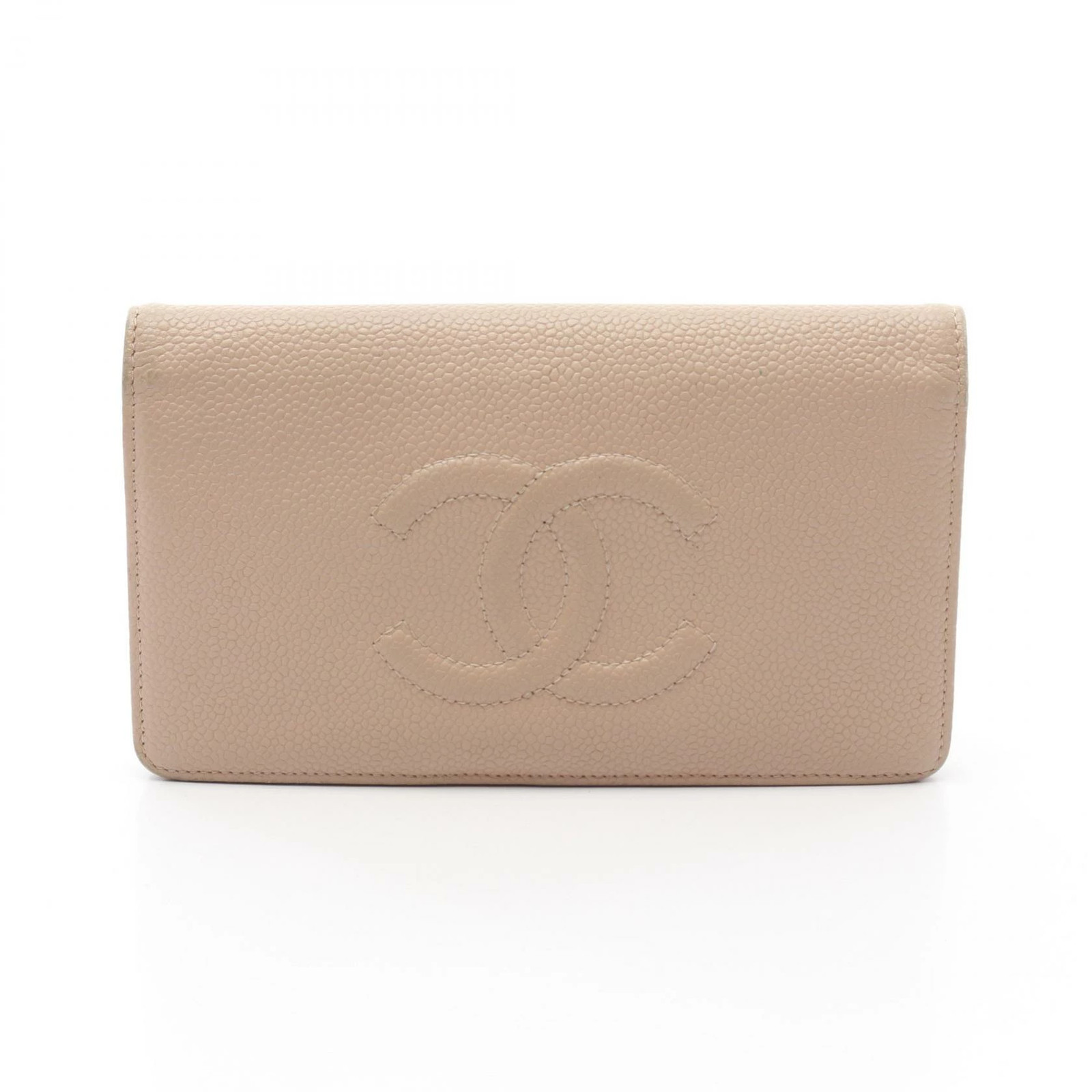 CHANEL Coco Mark Bifold Long Wallet in Caviar Leather Ladies Pink