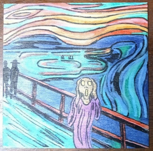 The Scream Painting by Edvard Munch; Reproduction On 5x5 Wood
