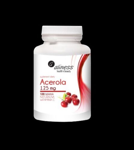 ACEROLA 125mg 120 TABLETES Natural Vitamina C ALINESS ship from Polnad - Foto 1 di 1