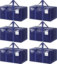 6 Pack Extra Heavy Duty Large Moving Bags Strong Zipper & Comfortable Handles