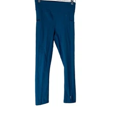 Smartwool Size Small Leggings Blue Wool Blend Pockets 24" Inseam Crop Teal