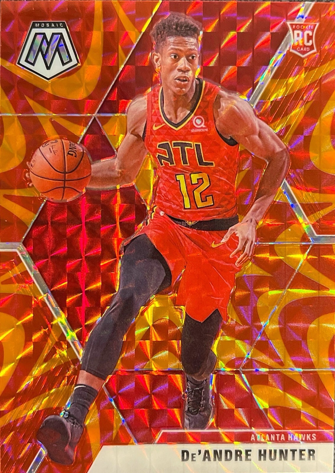 De'Andre Hunter Mosaic 19-20 #239 Reactive Orange Rookie Atlanta Hawks
