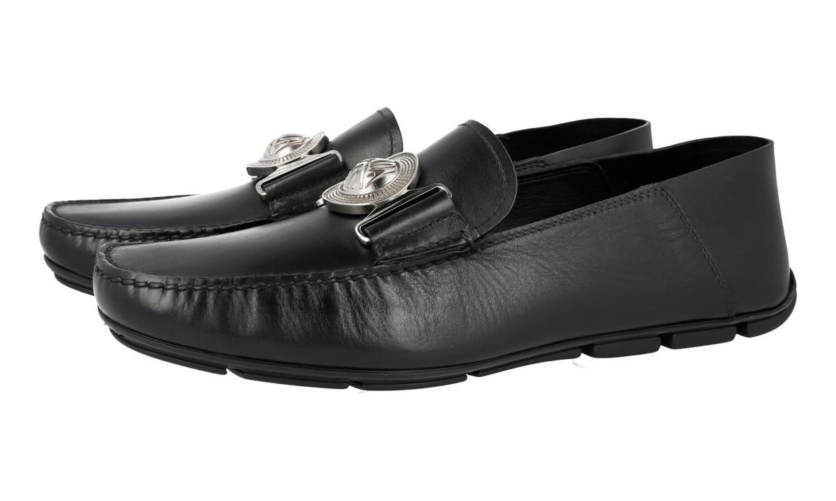 PRADA ‘MEN’S LEATHER DRIVING SHOES’ IN BLACK AUTH LUXURY PRADA DRIVER SHOES 2DD001 BLACK LEATHER NEW US 8  main image 4