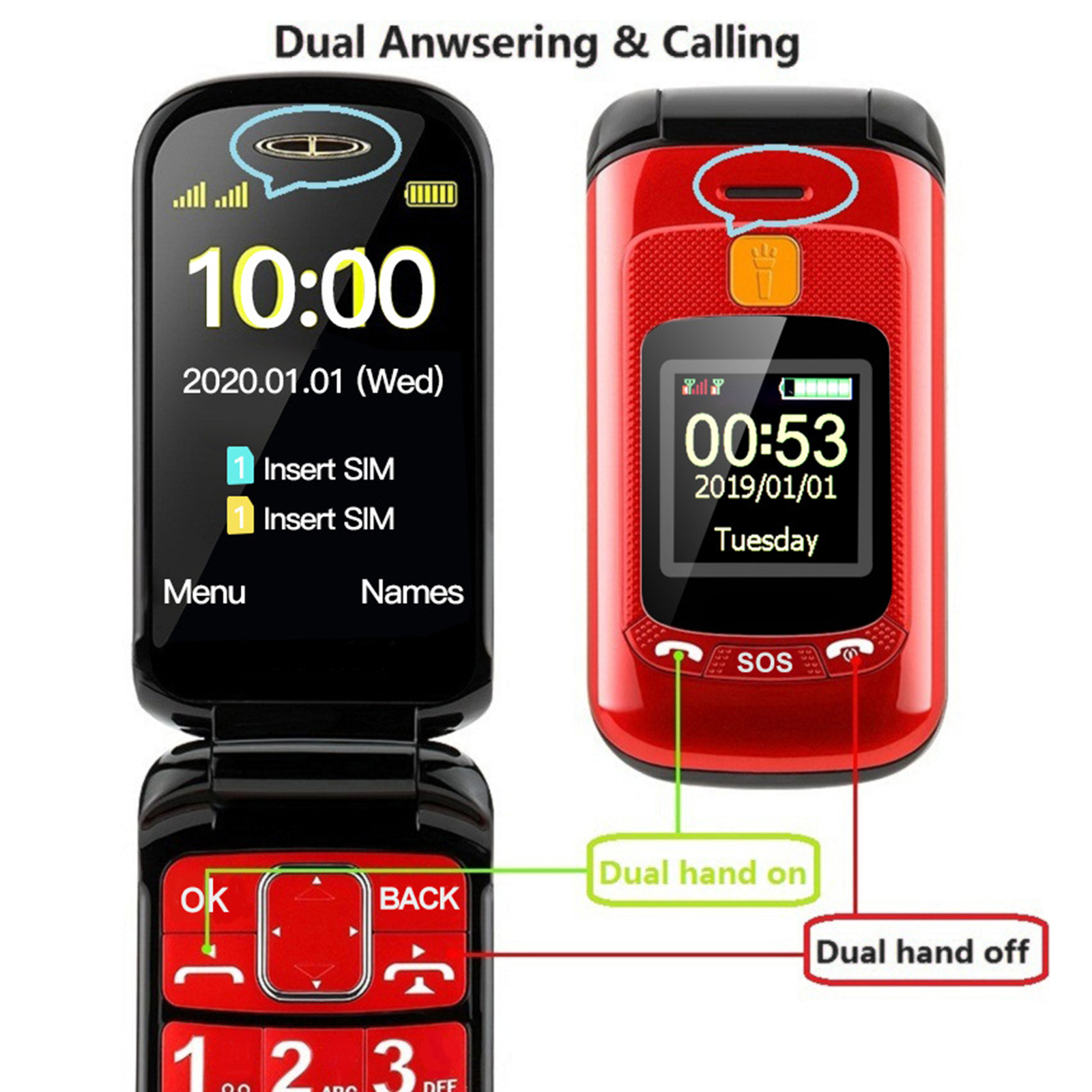 F899 Flip Mobile Phone Multifunctional Loud Sound Dual Standby Flip