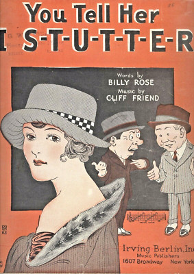 You Tell Her I Stutter Sheet Music 1922 Piano Voice Friend Rose RS Art