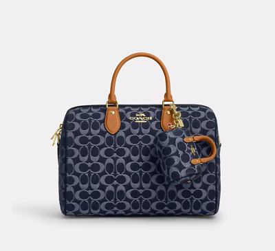 NWT Coach Mini Rowan Bag Charm In Signature Denim CZ083 | eBay