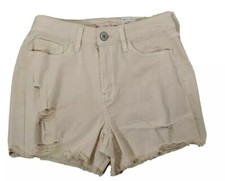 So Shorts Womens 3 5 7 Juniors High Rise CURVY MIDI Cut Off Ecru Cream NEW