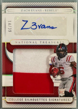 ZACH EVANS 2023 National Treasures College Silhouettes Signatures Silver 14/39