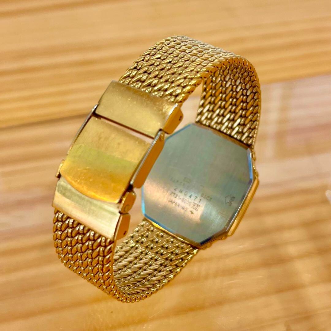 SEIKO Dolce 7731-5000 Gold Dial Octagon Men's Quartz Watch