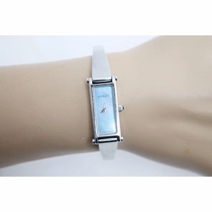 [Exc+5] Montre bracelet femme Gucci 1500L cadran bleu ciel coquille Qz vintage JAPON !