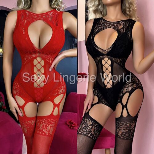 Intimate Top Women Body stocking Sexy Lace Fishnet Lingerie Bodysuit Sex Clothes - Picture 1 of 80