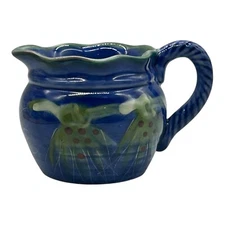 Yankee Candle Ceramic Pitcher Tea Light Candle Holder Blue Green 2.5" x 4"