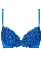 Image of Ann Summers Sexy Lace Planet Padded Plunge Blue Animal Size 34FF