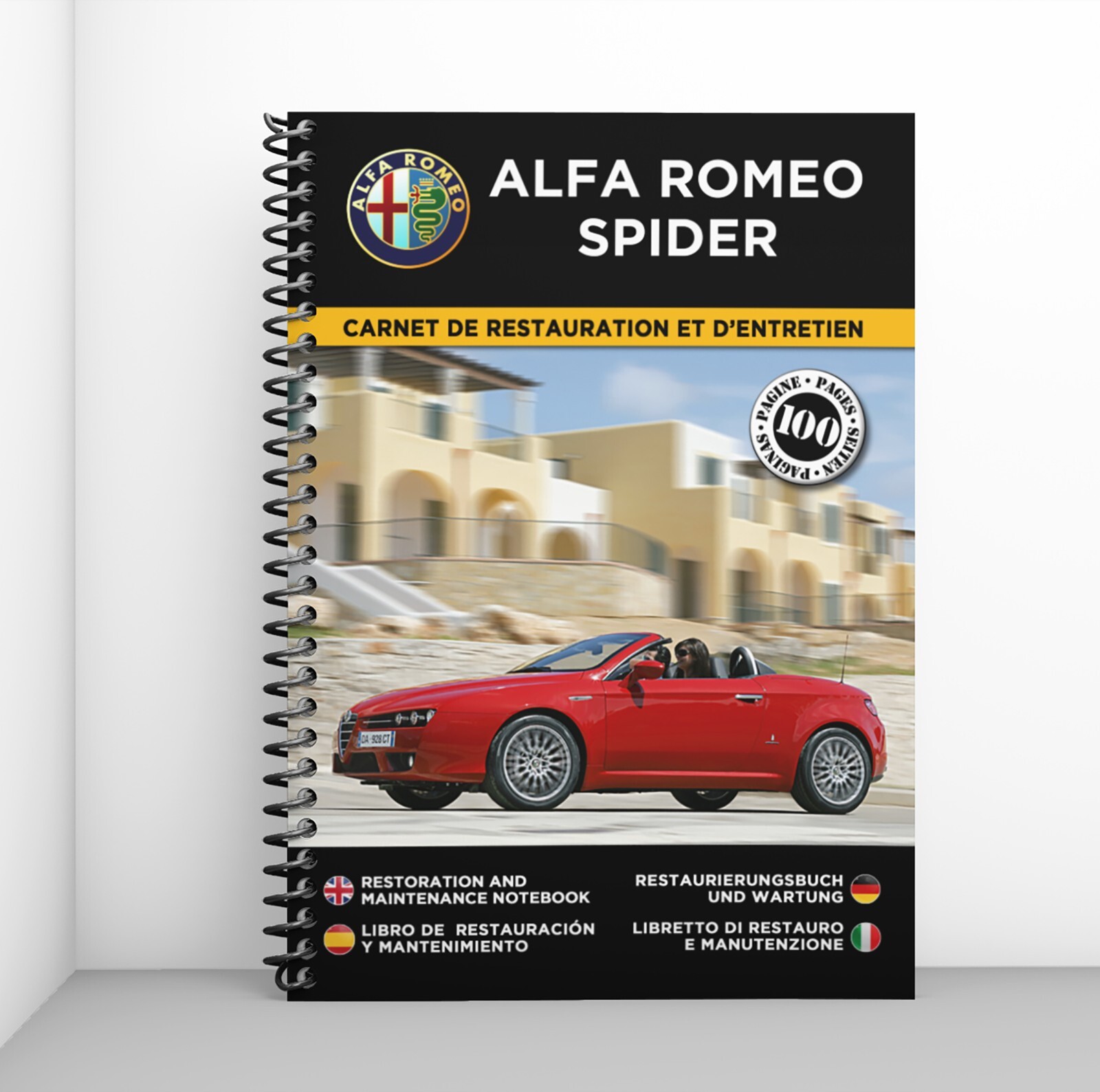 Carnet de restauration Alfa Romeo Spider pour suivi d'entretien de cabriolet vintage